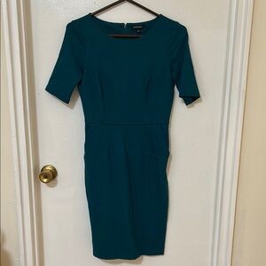 Lands' End Teal Midi Dress Crew Neck Short Sleeve